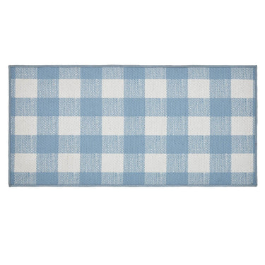 Annie Buffalo Check Blue Polyester Rug Rect 17x36 - The Fox Decor